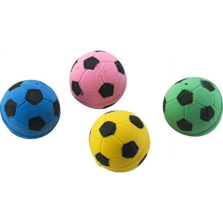 Ethical Pet SPOT Sponge Soccer Balls Cat Toy - 4 Pack - Assorted Colors