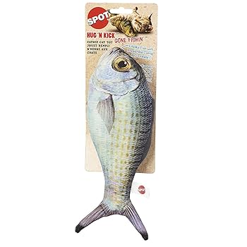 Ethical Pet Hug N' Kick Gone Fishin' Cat Toy - 11" Fish with Catnip & Crinkle Sound (Assorted Colors)