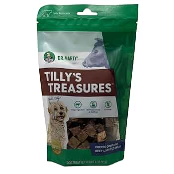 Dr. Marty Tilly's Treasures Freeze Dried Beef Liver Dog Treats - 4 oz Raw, Single Ingredient