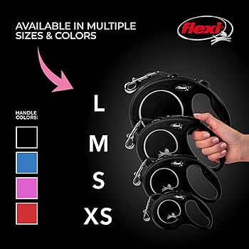 Flexi New Classic Tape Retractable Dog Leash, Large, 16 ft, Black, Up to 110 lbs
