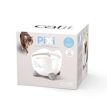 Catit PIXI Stainless Steel Cat Fountain - White, Automatic Drinking Water Fountain