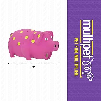 Multipet Globlets 9-Inch Pig Dog Toy - Assorted Colors, Latex, Squeaky/Grunting