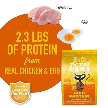 Tiki Cat Born Carnivore Dry Cat Food, Chicken & Egg, 2.8 lb Bag, High Protein, Grain-Free