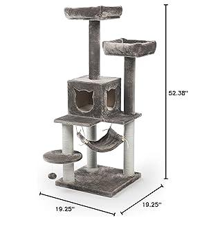 Prevue Pet Products Kitty Power Paws Party Tower Cat Furniture - Plush Lounging, Scratching Posts, Hammock & Hideaway