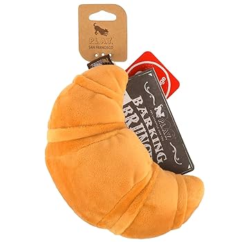 P.L.A.Y. Pup's Pastry Croissant Plush Dog Toy - Brunch Collection Squeaky Chew Toy