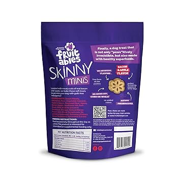 Fruitables Skinny Minis Apple Bacon Dog Treats, Soft & Chewy, 12 oz