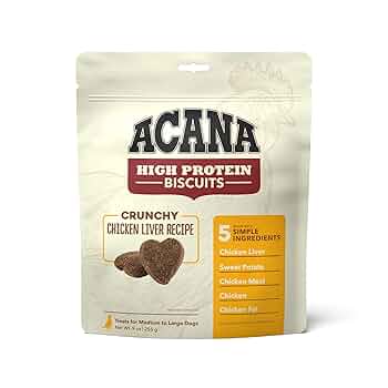 Acana High-Protein Crunchy Biscuits Dog Treats - Chicken Liver Recipe, Large, 9 oz
