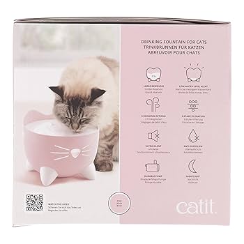 Catit PIXI Drinking Fountain - Cat Water Fountain with Triple Filter, Pink