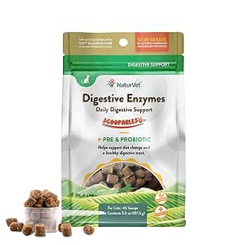 NaturVet Scoopables Cat Digestive Support - Salmon Flavor, Probiotic & Enzymes, 5.5oz