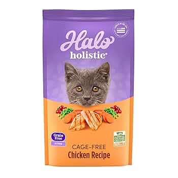 Halo Holistic Kitten Food, Cage Free Chicken Recipe, Grain Free Dry Cat Food, 3 lb Bag