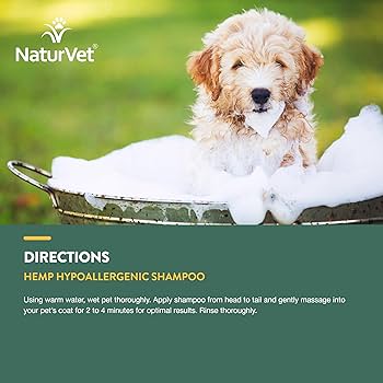 NaturVet Hemp Hypoallergenic Dog Shampoo with Oat & Aloe, 16 oz