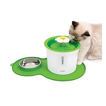 Catit Flower Fountain & Mat Combo - 3L Cat Water Fountain with Silicone Placemat