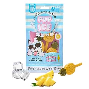 Pup Ice Fruity Lollies Pineapple Dog Treats - 3 Pack, Ready to Freeze