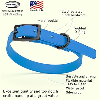 Dogline Biothane Waterproof Dog Collar - Strong Coated Nylon Webbing, Odor-Proof, Easy Clean