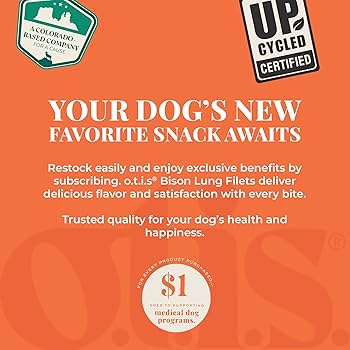 O.T.I.S. Wild Things Bison Recipe Jerky Dog Treats - 4 oz - Soft, Grass-Fed Bison Jerky with Flaxseed
