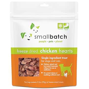 Smallbatch Freeze Dried Chicken Hearts Dog & Cat Treats - 3.5oz Single Ingredient