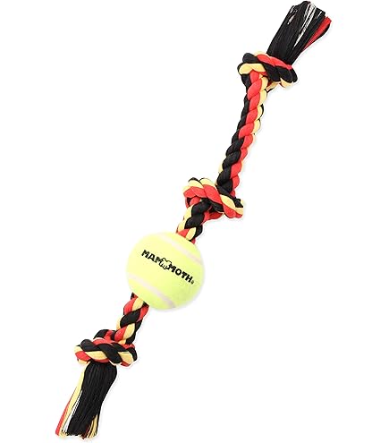 Mammoth Flossy Chews Twister Rope Bone Dog Toy with Tennis Balls, Large, 13-inch