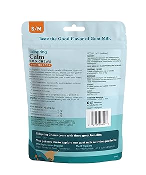 TAILSPRING Calm Dog Supplement Chews - Goat Milk, Theanine, Tryptophan & GABA - 60 Count