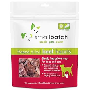 Small Batch Freeze Dried Beef Hearts Dog & Cat Treats, 3.5oz