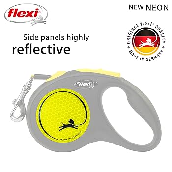 Flexi Neon Retractable Dog Leash, Small, 16 ft, Neon Yellow/Black