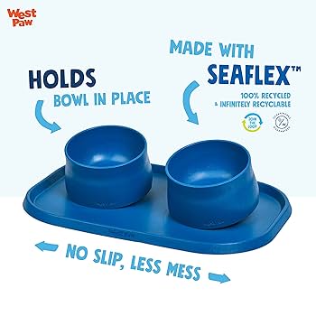 West Paw Seaflex Non-Slip Dog Feeding Mat - Marine Blue, Eco-Friendly Placemat