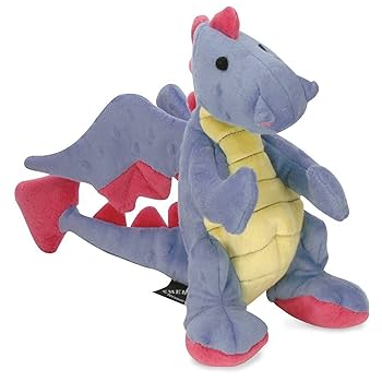 GoDog Dragon Mini Periwinkle Blue Plush Dog Toy with Chew Guard Small