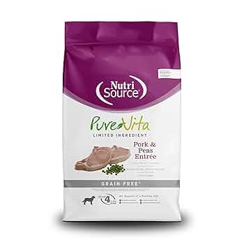 NutriSource Pure Vita Limited Ingredient Grain Free Dry Dog Food, Pork and Peas, 12LB