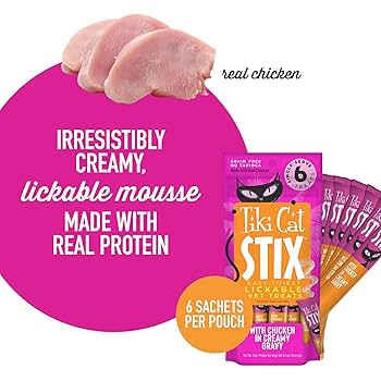 Tiki Cat Stix Chicken Mousse Cat Treats - 3 oz Single Serve Pouches