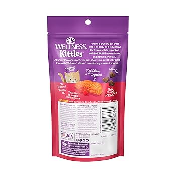 Wellness Kittles Salmon & Cranberry Cat Treats - Crunchy, Grain-Free, Natural (2oz)