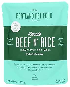 Portland Pet Food Rosie's Beef N' Rice Wet Dog Food Meal Topper, 9 oz Pouch