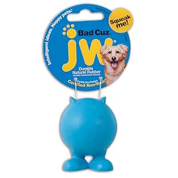 JW Pet Bad Cuz Dog Toy Small Multicolor Squeaky Rubber Ball