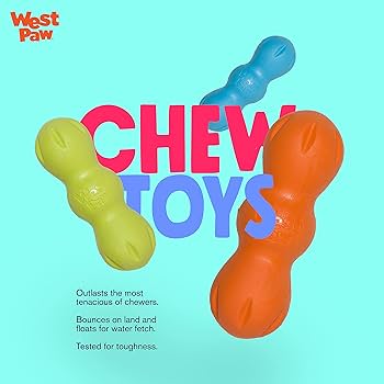 West Paw Zogoflex Rumpus Dog Chew Toy - Medium, Orange - Durable & Floatable