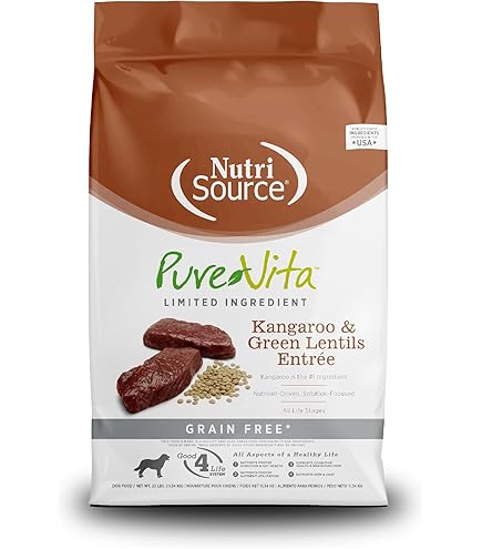 NutriSource PureVita Kangaroo & Green Lentils Entree Grain Free Dog Food 15 Lbs