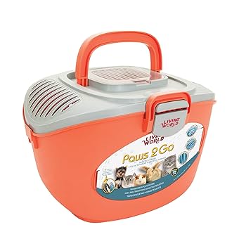 Living World Paws2Go Small Pet Carrier - Pink/Grey or Grey/Salmon - Durable & Comfortable