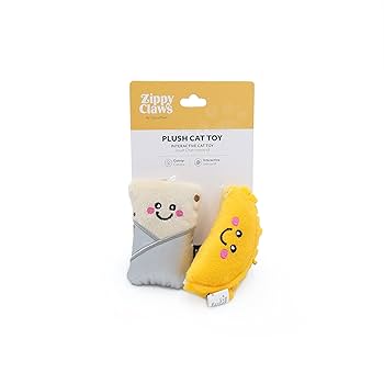 ZippyClaws NomNomz Cat Toys - Taco & Burrito 2-Pack - Catnip Plush Toys