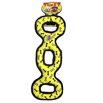 Tuffy Ultimate 3Way Tug Dog Toy - Yellow Bone - Durable Tug-of-War Plush