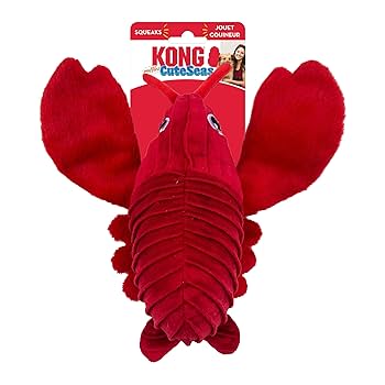 KONG CuteSeas Rufflez Lobster Dog Toy - Small/Medium, Soft Plush, Squeaky