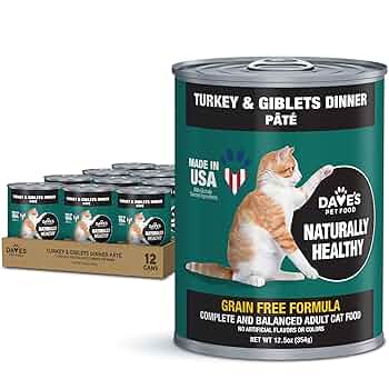 Dave's Naturally Healthy Cat Food, Turkey & Giblets Pate, 12.5 oz Can