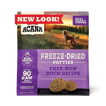 ACANA Freeze-Dried Patties Dog Food, Free-Run Duck Recipe, 14 oz - Grain Free, High Protein Meal & Topper