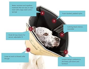 All Four Paws The Comfy Cone E-Collar for Dogs & Cats Black Med-XLong