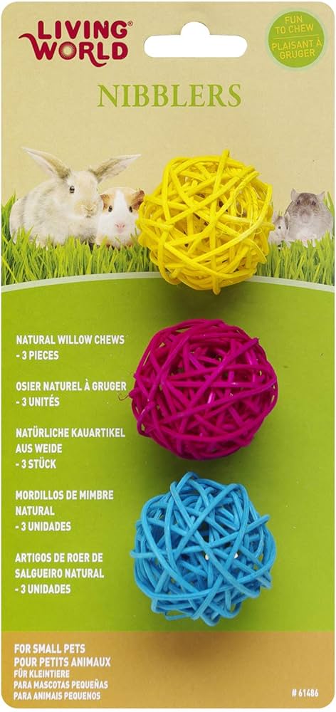 Living World Nibblers Willow Chews Balls - Small Pet Chew Toy (3 Balls)