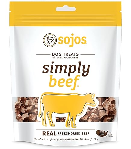 Sojos Simply Beef Freeze-Dried Raw Dog Treats, 4 oz - Grain Free, Natural Meat