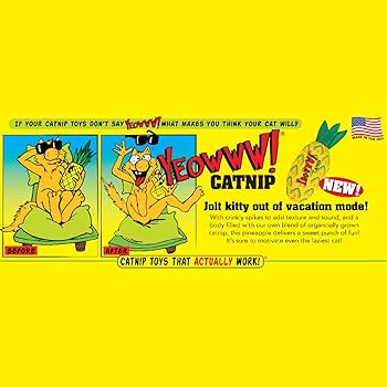 Yeowww! Pineapple Catnip Cat Toy - Durable Cotton Twill, Organic Catnip Filled, Fun & Engaging