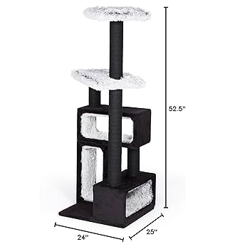 Prevue Pet Products Kitty Power Paws Domino Cat Tree Furniture, Black & White, 52.5-Inch 7314