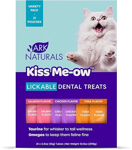 Ark Naturals Kiss Me-Ow Strengthening Tuna Dental Chews Crunchy Cat Treats, 3 oz