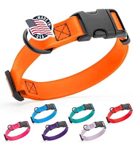 Dogline Biothane Waterproof Dog Collar, Coral, Size L