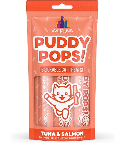 Weruva Puddy Pops Lickable Cat Treats, Chicken & Pumpkin, 0.5oz Tubes, 5-Pack