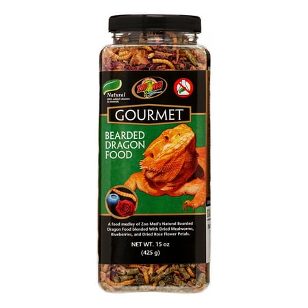 Zoo Med Gourmet Bearded Dragon Food - 15 oz, Enrichment Diet with Blueberries & Mealworms
