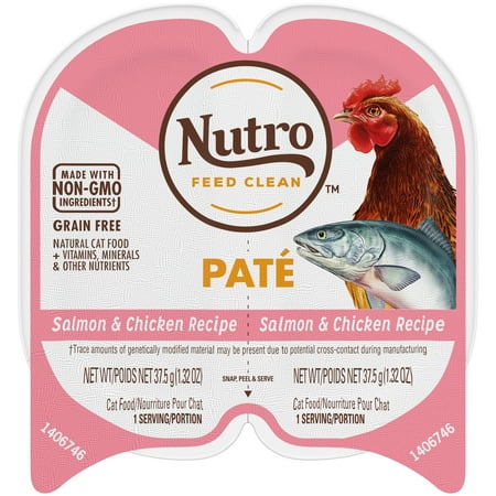 Nutro Perfect Portions Salmon & Chicken Grain-Free Pate Wet Cat Food, 2.6 oz Trays (24 Count)