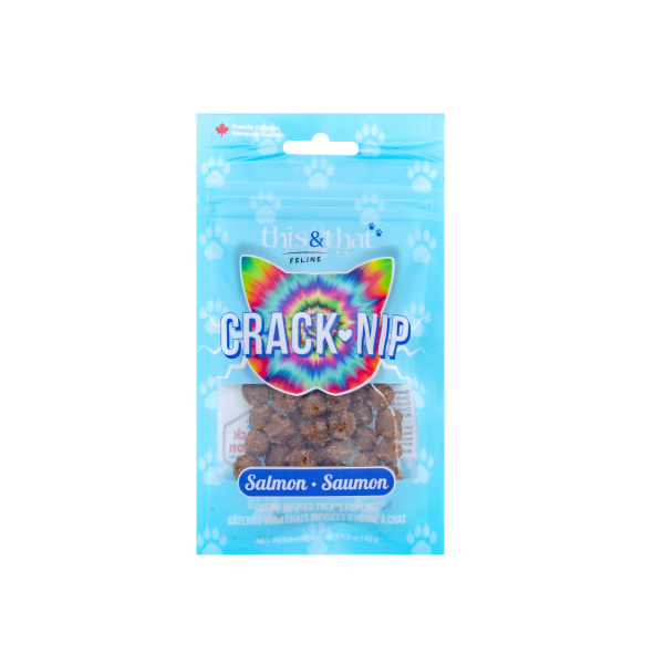 This & That Crack Nip Salmon Cat Treats, 43g - Salmon & Catnip Flavor, Soft & Moist, Protein-Rich Feline Treat